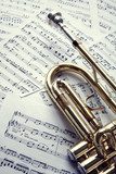 Elegant trombon och musiknoter