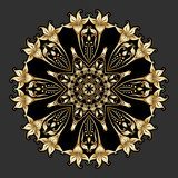 Symmetrisk guldfärgad mandala