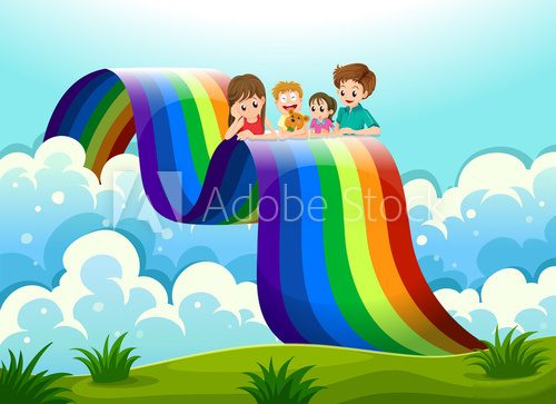 A family above the rainbow