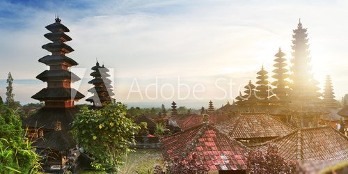 Besakih temple panorama at sunrise, Bali, Indonesia