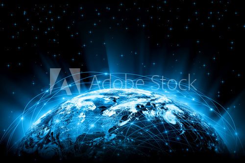 Best Internet Concept of global business. Globe, glowing lines
