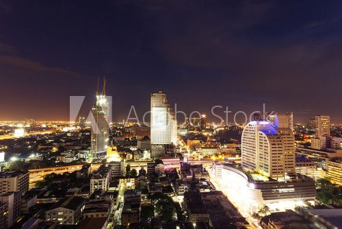 bird view of urban cityscape at night