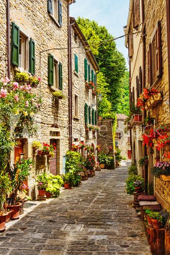 Narrow street in the old town in Italy