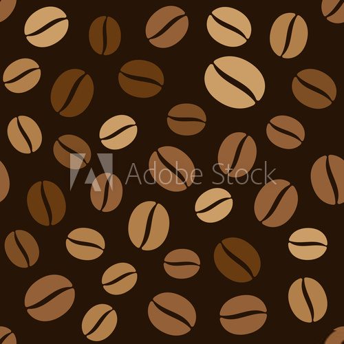 Coffee Beans Seamless Pattern on Dark Background