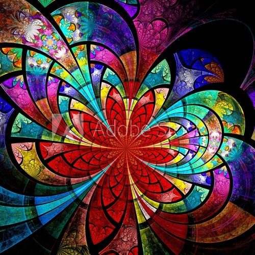 Colorful fractal flower, digital artwork