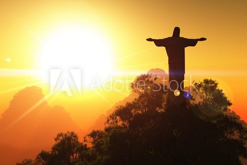 Corcovado Mountain in the Sunset 3D render