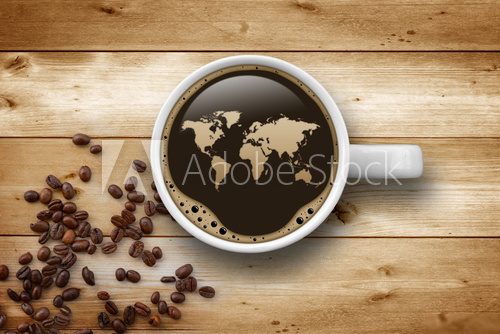 Cup of Coffee with World Map