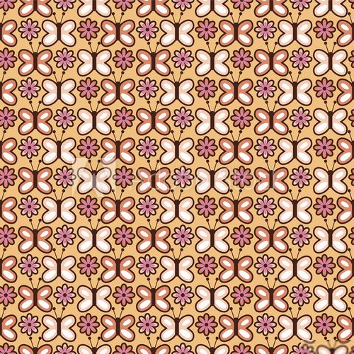 Cute seamless pattern with butterflies and flowers