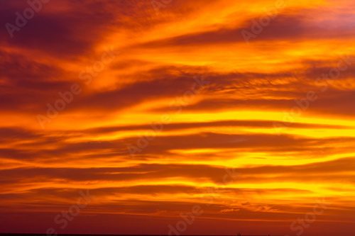 Fiery orange sunset sky. Beautiful sky.