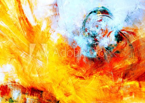 Sunlight. Bright dynamic background. Abstract painting texture in summer color. Modern artistic futuristic shiny pattern. Fractal artwork for creative graphic design