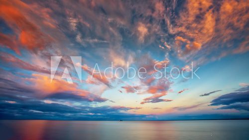 Beautiful Sunset at Lake Superior with Boat