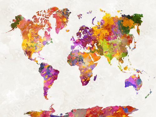 World map in watercolor