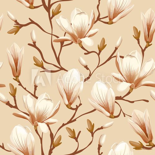 Floral seamless pattern - magnolia