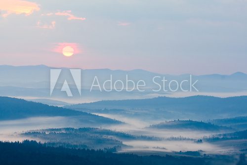 foggy landscape in Bieszczady Mountains, Poland, Europe
