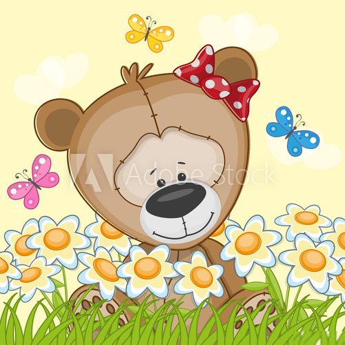 Bear with flowers