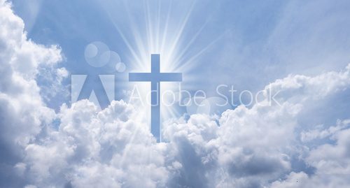 Christian cross appears bright in the sky