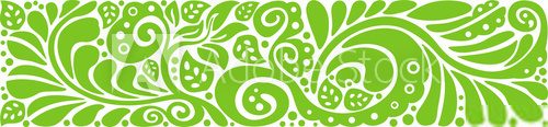 Horizontal floral pattern. Green swirled leaves, abstract pattern. Colorful vector illustration