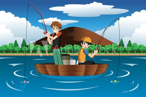 Kids fishing together