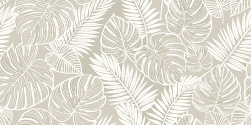 Elegant tropical leaves create a seamless monochromatic pattern