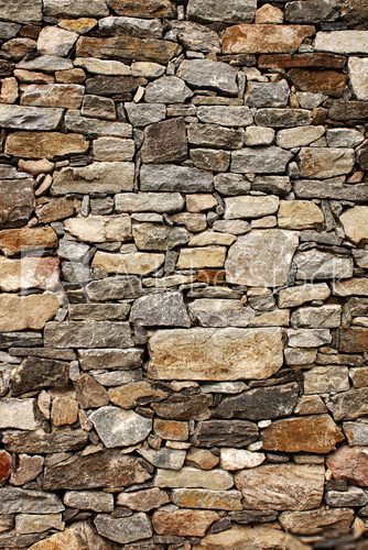 Medieval wall of stone blocks