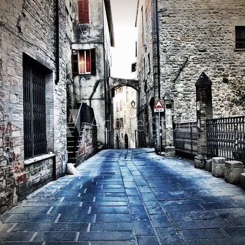 old town street in Todi Italy