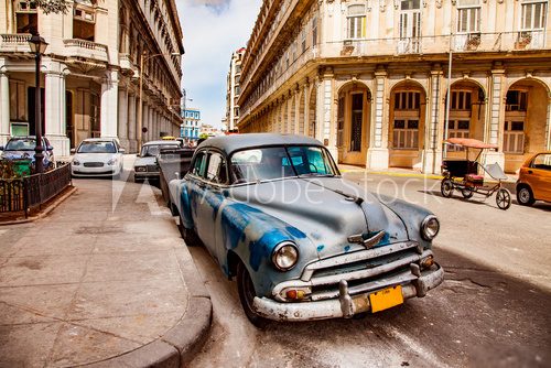 Old vintage car on the streets of Havana on the island of Cuba