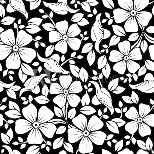 Seamless pattern with flowers and leaves. Vector illustration.