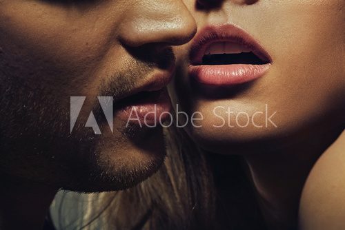 Beautiful portrait of young man lips