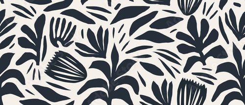 Hand drawn minimal abstract organic shapes pattern. Collage contemporary print. Fashionable template for design.