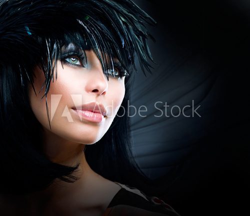 Fashion Art Portrait Of Beautiful Girl. Vogue Style Woman