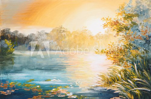 painting - sunset on the lake