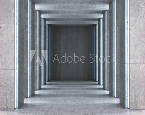 Square with concrete floor and walls. 3D illustration