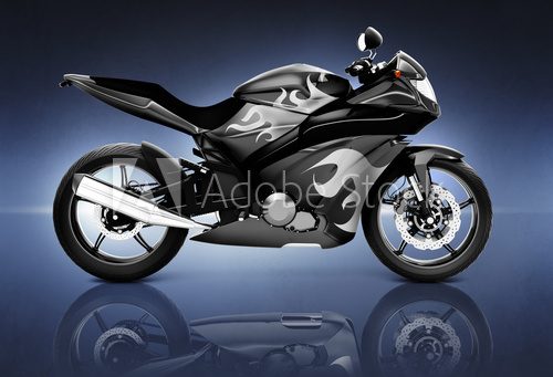 Studio Shot of Black Motorcycle