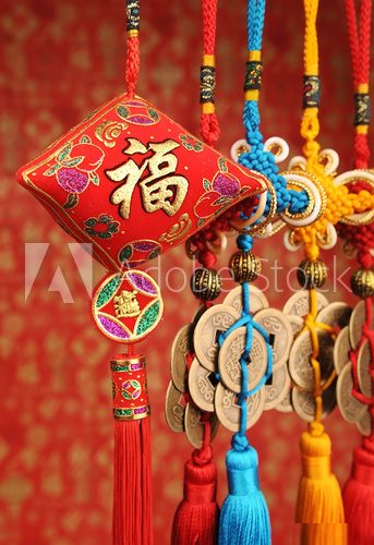 Traditional chinese knot,calligraphy mean happy new year