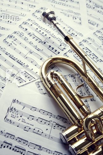 Trumpet on sheet music