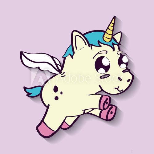 unicorn horse horn cartoon magic fantasy icon. Colorful design. Vector illustration