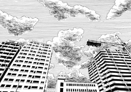 High buildings head up view