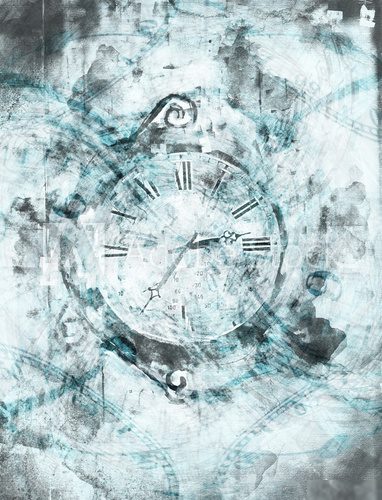 Time, art acrylic painting on paper and mixed media, abstract background