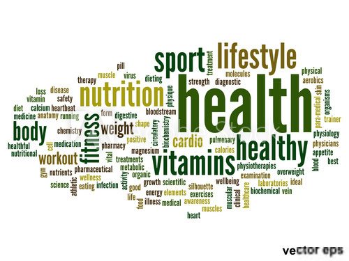 Vector conceptual health word cloud