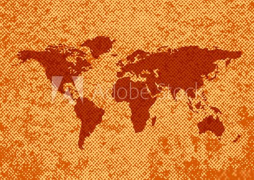 World map on rusty background
