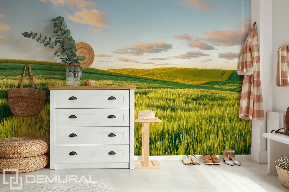 Soliga kullar i solnedgången Landskap Tapeter Tapeter Demural