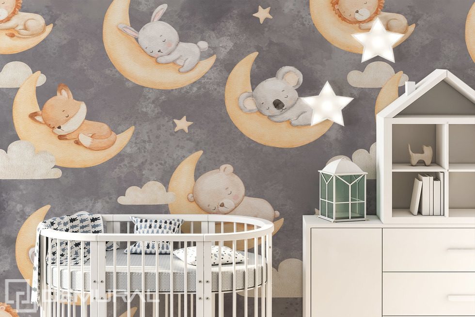 En söt dröm med skogsvänner Tapeter för ett barns rum Tapeter Demural