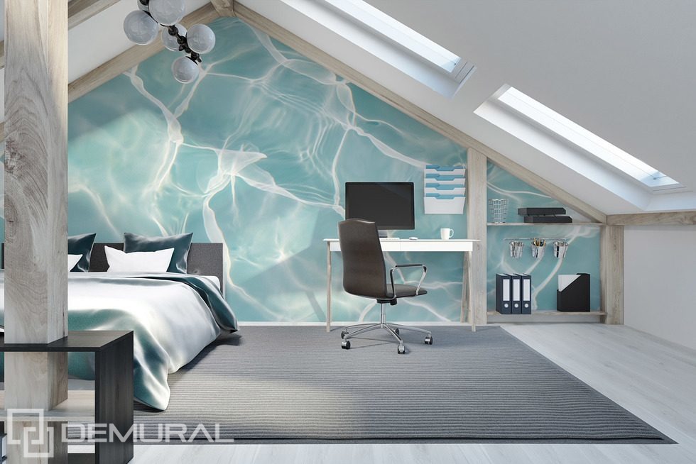 Turkos vattenyta med ljusreflexer Tapeter för sovrummet Tapeter Demural