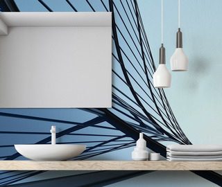 abstrakt arkitektonisk linje i bla nyanser tapeter for badrummet tapeter demural