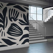 Kontrasterande-vaxtmonster-i-svart-och-vitt-blommor-tapeter-tapeter-demural