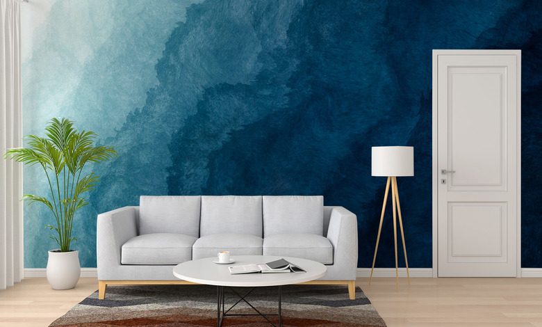 abstrakt struktur i djup marinbla ton tapeter for vardagsrummet tapeter demural