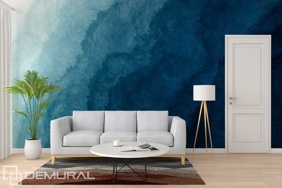 Abstrakt struktur i djup marinblå ton Tapeter för vardagsrummet Tapeter Demural