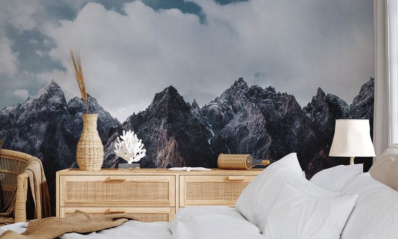 morka bergstoppar under en maktig himmel berg tapeter tapeter demural