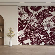Vinroda-hibiskusblommor-i-en-tropisk-komposition-blommor-tapeter-tapeter-demural