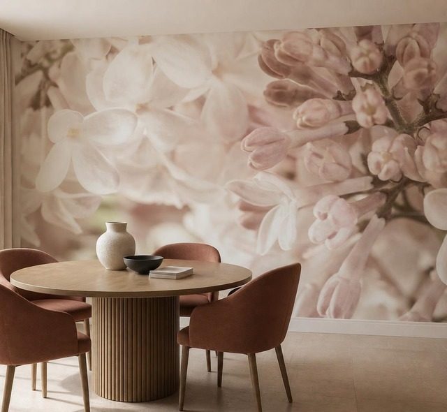 delikat harmoni av rosa och kram blommor tapeter tapeter demural